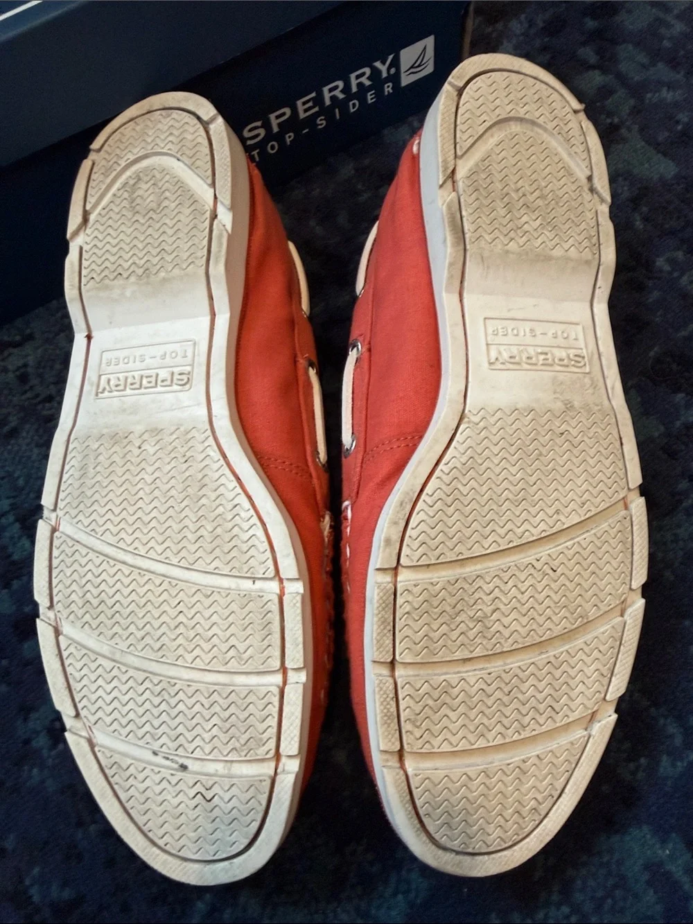 Sperry Men's Coral Canvas Boat Shoes with White Laces
